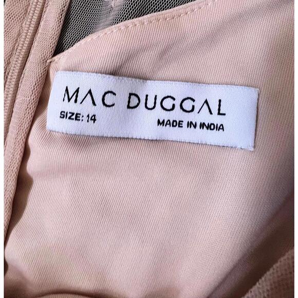 Mac Duggal NWT V-Neck Illusion Flutter Sleeve Embroidered Mesh Sheath Gown - 14 - Picture 3 of 11